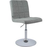 CLP Silla de Comedor Ricky, giratoria 360°, Ajustable en Altura, tapizada en Tela, Base Trompeta, Estructura metálica cromada, Color:Gris