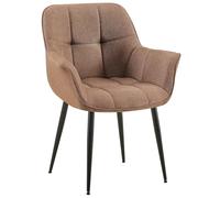 CLP Silla de Comedor Roseville tapizada & Acolchada I Butaca de salón Moderna con Base metálica & reposabrazos, Color:Gris Pardo, Material:Tela