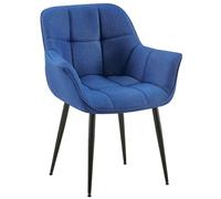 CLP Silla de Comedor Roseville tapizada & Acolchada I Butaca de salón Moderna con Base metálica & reposabrazos, Color:Azul, Material:Tela