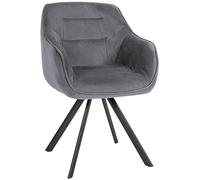 CLP Silla De Comedor Russel Moderna Tapizada En Terciopelo o Tela I Sillón Acolchado Giratorio con Reposabrazos, Color:Gris Oscuro, Material de Base:Terciopelo