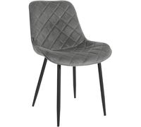 CLP Silla De Comedor Springs Tapizada En Terciopelo I Butaca De Salón Moderna & Elegante con Base Metálica, Color:Gris