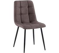 CLP Silla de Comedor tapizada Antibes, Silla de Cocina con Respaldo y Estructura Metalica Negra, soporta hasta 150 kg, Color:marrón