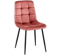 CLP Silla de Comedor tapizada Antibes, Silla de Cocina con Terciopelo, Respaldo y Estructura de Metal Negro, soporta hasta 150 kg, Color:Rosa