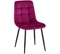 CLP Silla de Comedor tapizada Antibes, Silla de Cocina con Terciopelo, Respaldo y Estructura de Metal Negro, soporta hasta 150 kg, Color:Violeta