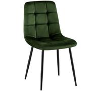 CLP Silla de Comedor tapizada Antibes, Silla de Cocina con Terciopelo, Respaldo y Estructura de Metal Negro, soporta hasta 150 kg, Color:Verde Claro