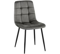 CLP Silla de Comedor tapizada Antibes, Silla de Cocina con Terciopelo, Respaldo y Estructura de Metal Negro, soporta hasta 150 kg, Color:Gris Oscuro