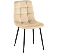 CLP Silla de comedor Antibes nórdica acolchada terciopelo base metálica sin reposabrazos crema