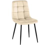 CLP Silla De Comedor Antibes Acolchada En Terciopelo I Butaca De Salón Nórdica con Base Metálica & Sin Reposabrazos, Color:Blanco Crema