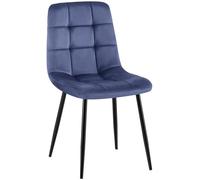 CLP Silla de Comedor tapizada Antibes, Silla de Cocina con Terciopelo, Respaldo y Estructura de Metal Negro, soporta hasta 150 kg, Color:Azul