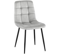 CLP Silla de Comedor tapizada Antibes, Silla de Cocina con Terciopelo, Respaldo y Estructura de Metal Negro, soporta hasta 150 kg, Color:Gris