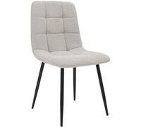 CLP Silla de Comedor Tapizada Antibes, Silla de Cocina Tejido de Peluche con Respaldo y Patas de Metal Negro, Soporta hasta 150 kg Color:Crema