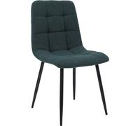 CLP Silla de Comedor Tapizada Antibes, Silla de Cocina Tejido de Peluche con Respaldo y Patas de Metal Negro, Soporta hasta 150 kg Color:Azul