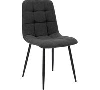 CLP Silla de Comedor Tapizada Antibes, Silla de Cocina Tejido de Peluche con Respaldo y Patas de Metal Negro, Soporta hasta 150 kg Color:Gris Oscuro