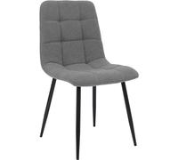 CLP Silla de Comedor Tapizada Antibes, Silla de Cocina Tejido de Peluche con Respaldo y Patas de Metal Negro, Soporta hasta 150 kg Color:Gris