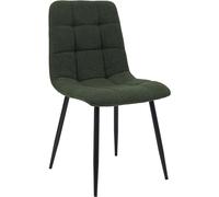 CLP Silla de Comedor Tapizada Antibes, Silla de Cocina Tejido de Peluche con Respaldo y Patas de Metal Negro, Soporta hasta 150 kg Color:Verde Claro