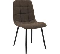 CLP Silla de Comedor Tapizada Antibes, Silla de Cocina Tejido de Peluche con Respaldo y Patas de Metal Negro, Soporta hasta 150 kg Color:marrón