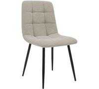 CLP Silla de Comedor Tapizada Antibes, Silla de Cocina Tejido de Peluche con Respaldo y Patas de Metal Negro, Soporta hasta 150 kg Color:Gris Pardo