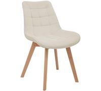 CLP Silla de Comedor tapizada Brook con Respaldo, Silla de Cocina en Pana y Base de Madera, Resistente hasta 150kg | Color Beige
