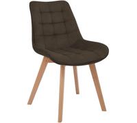 CLP Silla de Comedor tapizada Brook con Respaldo, Silla de Cocina en Pana y Base de Madera, Resistente hasta 150kg | Color marrón