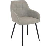 CLP Silla de Comedor tapizada con reposabrazos Fergus, Silla de Cocina con Funda de Tela y Patas metálicas, soporta hasta 150 kg, Color: Gris Pardo