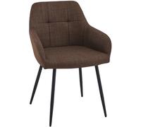 CLP Silla de Comedor tapizada con reposabrazos Fergus, Silla de Cocina con Funda de Tela y Patas metálicas, soporta hasta 150 kg | Color marrón Oscuro