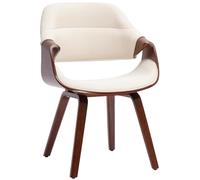 CLP Silla de Comedor tapizada con reposabrazos Maira, Silla ergonomica Estilo Nogal, Soporte hasta 150 kg, Color:Nuez/Crema, Material:Tela