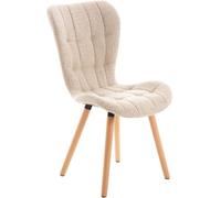 CLP Silla de Comedor Tapizada Elda, Silla de Cocina con Tapizado de Tela, Respaldo y Estructura de Haya, Silla Acolchada hasta 150 kg, Color:Crema