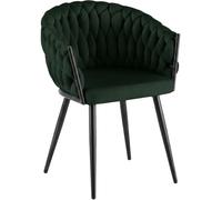 CLP Silla de Comedor tapizada Molise Silla de Cocina con Terciopelo Respaldo Estructura Acero Negro soporta hasta 150 kg Color:Verde Claro;Material:Terciopelo