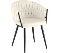 CLP Silla de Comedor tapizada Molise Silla de Cocina con Terciopelo Respaldo Estructura Acero Negro soporta hasta 150 kg Color:Crema;Material:Terciopelo