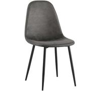 CLP Silla de Comedor tapizada Napier, Silla de Cocina con Respaldo y Estructura de Metal Negro, Silla tapizada para Comedor soporta hasta 150 kg Color:Negro;Material:Cuero sintético Vintage
