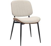 CLP Silla de Comedor Tiffin I Silla tapizada con Madera Curvada I Silla de Cocina con Respaldo I Silla de Espera tapizada | Color Nuez/Crema Material Tela