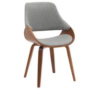 CLP Silla de Comedor Vangale Tapizada con Respaldo, Diseño Moderno con Estructura de Madera Curvada para Salón, Color:Nuez/Gris Oscuro, Material:Tela