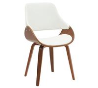 CLP Silla de Comedor Vangale Tapizada con Respaldo, Diseño Moderno con Estructura de Madera Curvada para Salón, Color:Nuez/Blanco, Material:Cuero Sintetico