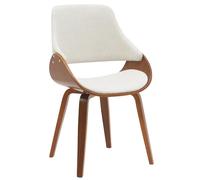 CLP Silla de Comedor Vangale Tapizada con Respaldo, Diseño Moderno con Estructura de Madera Curvada para Salón, Color:Nuez/Crema, Material:Tela