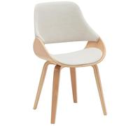 CLP Silla de Comedor Vangale Tapizada con Respaldo, Diseño Moderno con Estructura de Madera Curvada para Salón, Color:Natural/Crema, Material:Tela