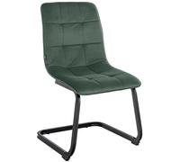 CLP Silla De Comedor Vermont Tapizada En Terciopelo I Silla Cantilever Moderna con Base Metálica & Sin Reposabrazos, Color:Verde Oscuro