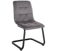 CLP Silla De Comedor Vermont Tapizada En Terciopelo I Silla Cantilever Moderna con Base Metálica & Sin Reposabrazos, Color:Gris Oscuro