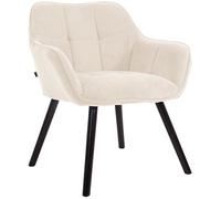 CLP Silla de Comedor Vienna Tapizada con Respaldo y Brazos, Silla Cocina Pana, Sillón con Estructura de Madera, Soporta hasta 150 kg, Color:Crema, Color del Marco:Negro