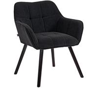 CLP Silla de Comedor Vienna Tapizada con Respaldo y Brazos, Silla Cocina Pana, Sillón con Estructura de Madera, Soporta hasta 150 kg, Color:Negro, Color del Marco:Negro