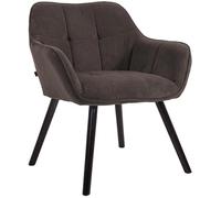 CLP Silla de Comedor Vienna Tapizada con Respaldo y Brazos, Silla Cocina Pana, Sillón con Estructura de Madera, Soporta hasta 150 kg, Color:marrón, Color del Marco:Negro