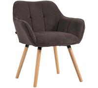 CLP Silla de Comedor Vienna Tapizada con Respaldo y Brazos, Silla Cocina Pana, Sillón con Estructura de Madera, Soporta hasta 150 kg, Color:marrón, Color del Marco:Natura