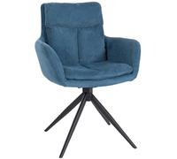 CLP Silla De Comedor Vilas De Tela I Sillón Giratorio con Base Metálica De 4 Patas I Butaca Moderna & Elegante, Color:Azul