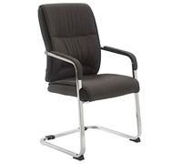 CLP Silla De Conferencia Anubis En Tela I Silla De Reunion En Estilo Cantiléver I Silla De Oficina Sin Ruedas & con Base De Metal, Color:Gris Oscuro