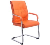 CLP Silla De Conferencia Anubis En Polipiel I Silla De Oficina En Estilo Cantiléver, con Reposabrazos & Base Metálica, Color:Naranja