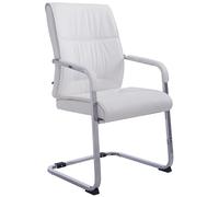 CLP Silla De Conferencia Anubis En Polipiel I Silla De Oficina En Estilo Cantiléver, con Reposabrazos & Base Metálica, Color:Blanco