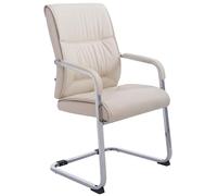 CLP Silla De Conferencia Anubis En Cuero PU I Silla De Reunion En Estilo Cantiléver I Silla De Oficina Sin Ruedas & con Base De Metal, Color:Crema