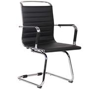 CLP Silla De Conferencia Balve En Cuero Sintético o Cuero Auténtico I Silla De Oficina Sin Ruedas con Estructura De Metal, Color:Negro, Material:Cuero Sintetico