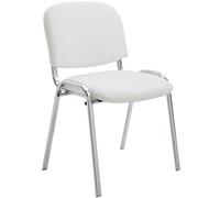 CLP Silla De Conferencia Ken Chrom En Simil Cuero I Silla Confidente Apilable I Silla De Oficina Sin Ruedas con Base de Metal I Color:, Color:Blanco
