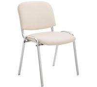 CLP Silla De Conferencia Ken Chrom En Simil Cuero I Silla Confidente Apilable I Silla De Oficina Sin Ruedas con Base de Metal I Color:, Color:Crema