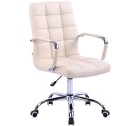 CLP Silla De Escritorio Deli En Cuero Sintético | Silla Ejecutiva Giratoria & Regulable en Altura I Silla De Oficina con Ruedas, Color:Crema